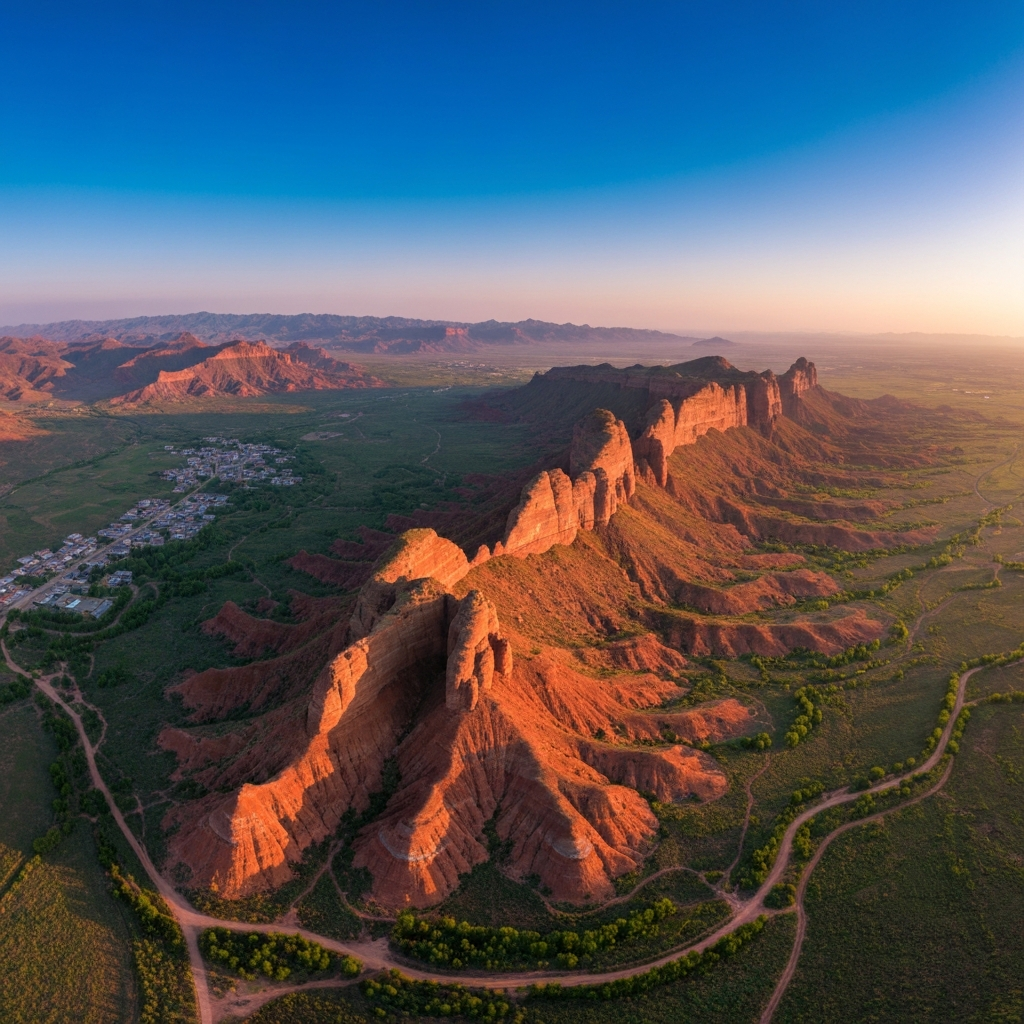 Aerial view of Zhangye Danxia