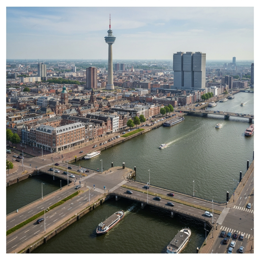 Rotterdam skyline from the air
