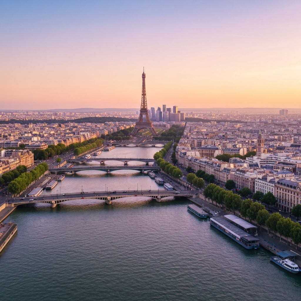 Paris Eiffel Tower Jet Arrival