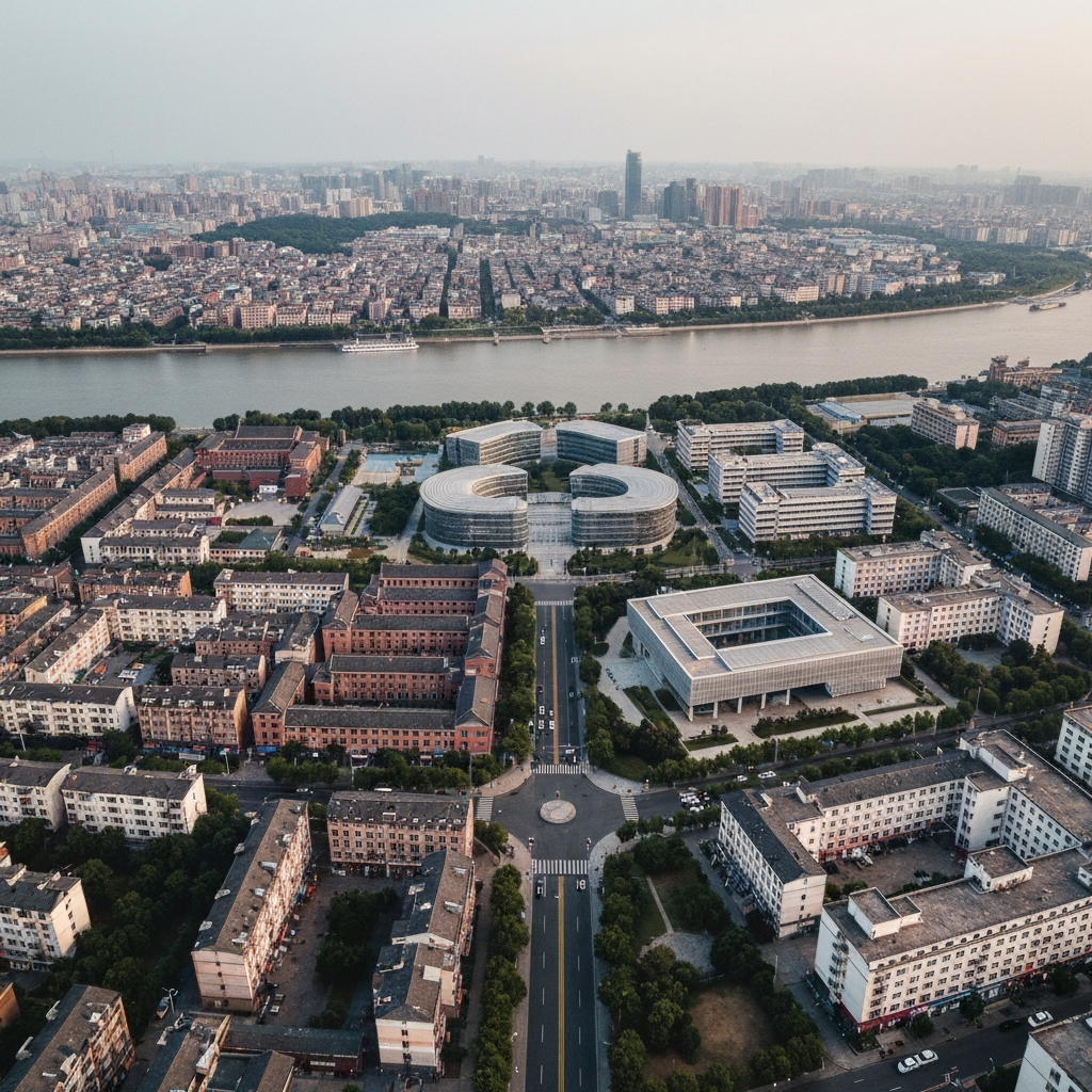 View over Wuhan city skyline and the Yangtze River