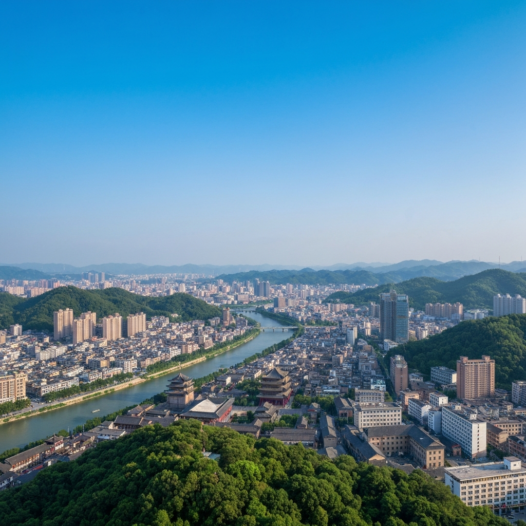 Qinzhou city aerial view