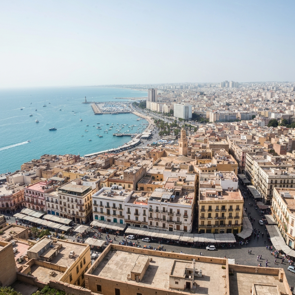 Algiers city view with jet