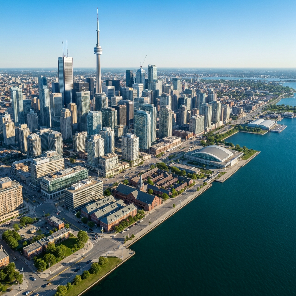 Toronto skyline arrival