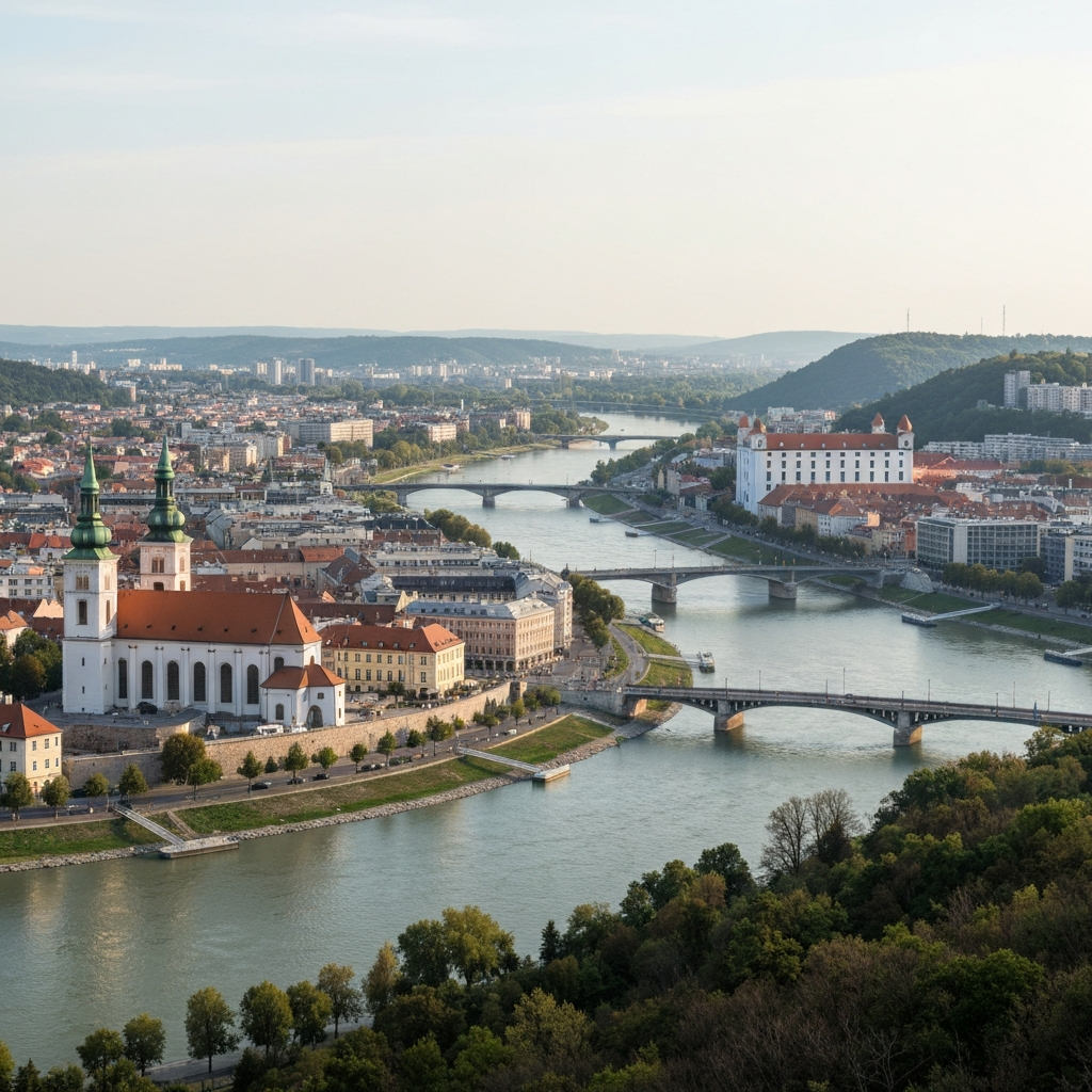 Aerial view of Bratislava Old Town