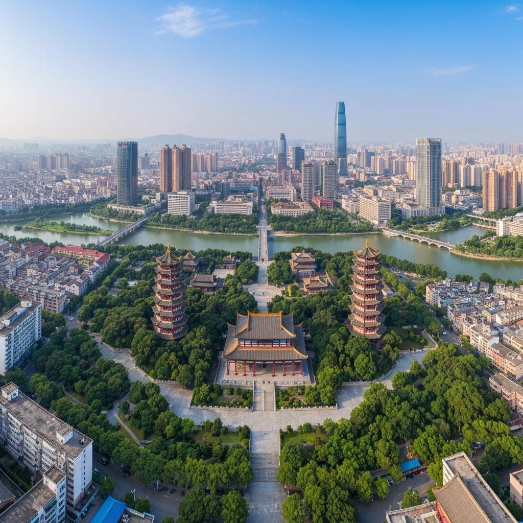 Huanggang City Aerial View