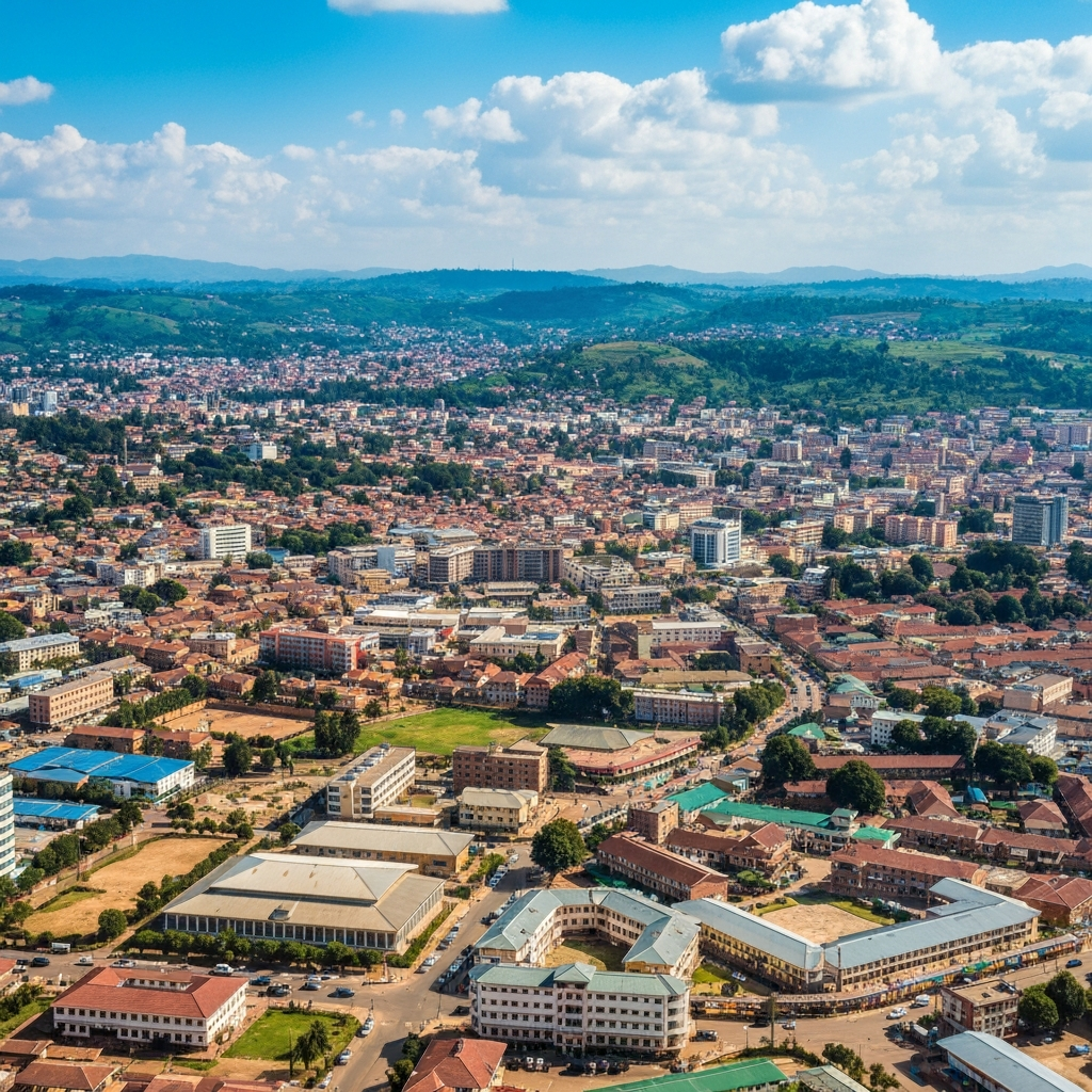 Aerial view Kigali skyline