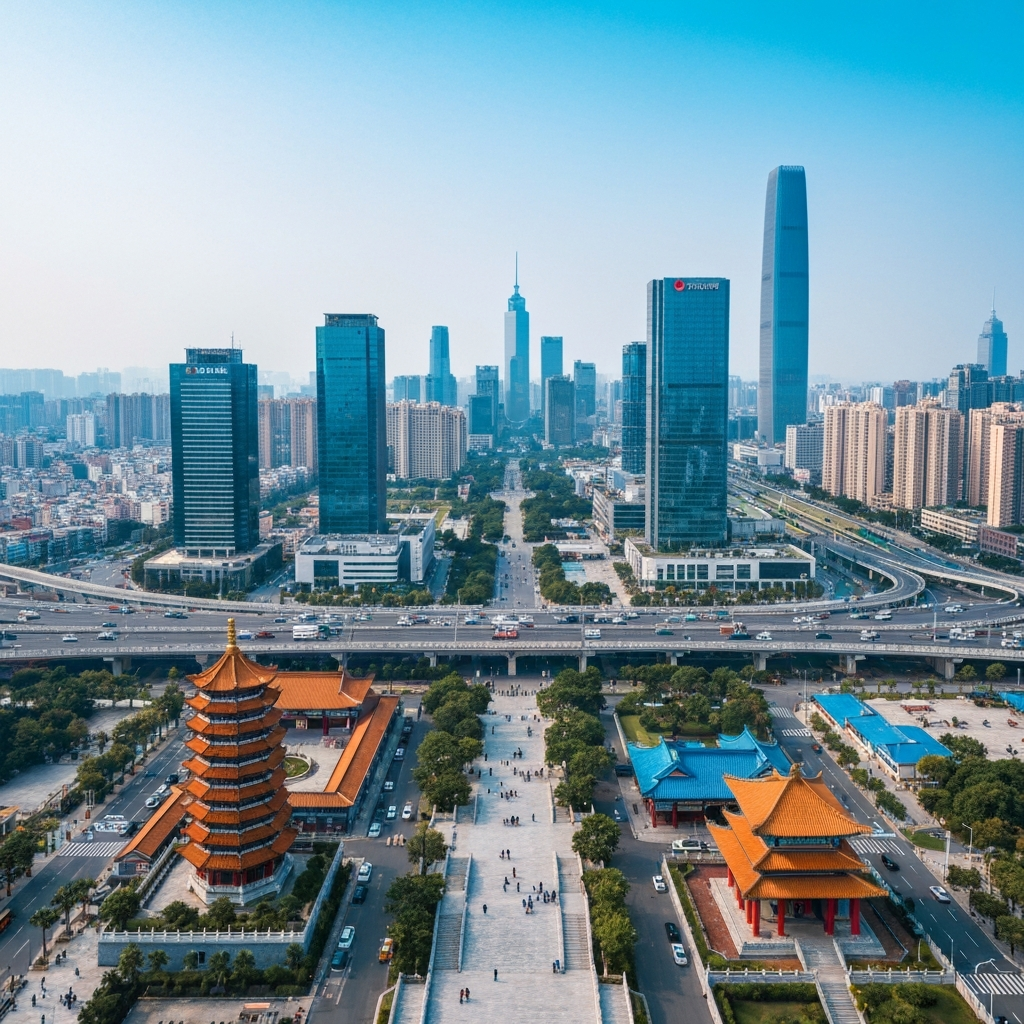 Zhaoqing and Shenzhen skyline