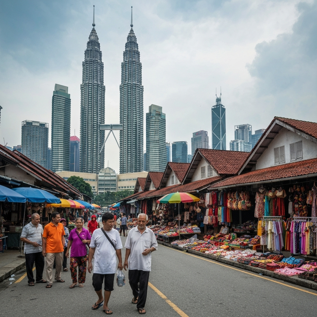 Kuala Lumpur skyline from private jet