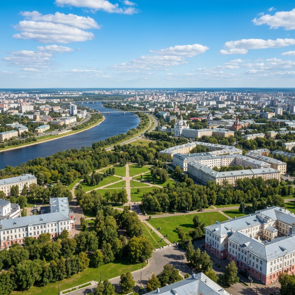Perm city aerial view
