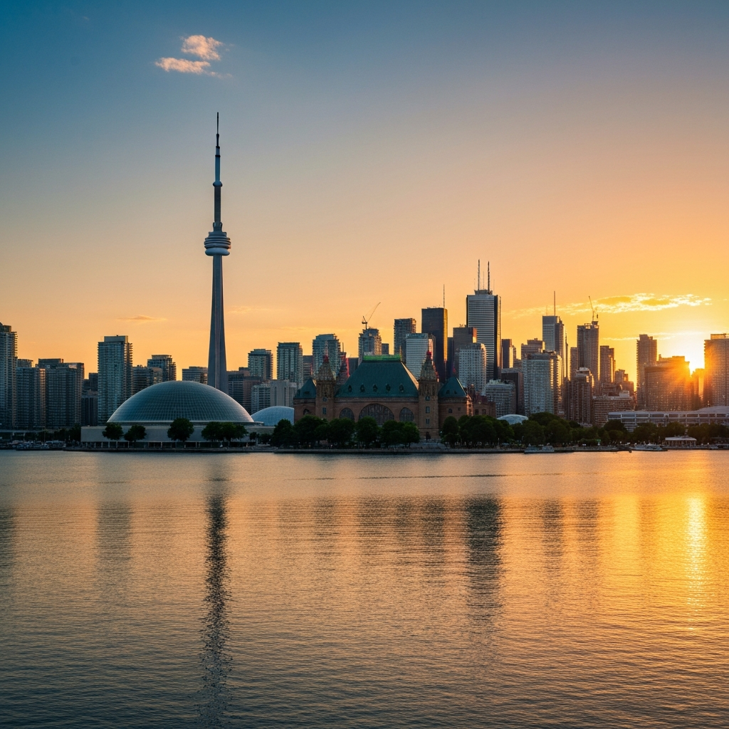 Toronto skyline from private jet window