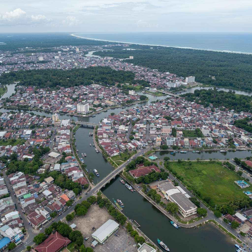 Aerial view of Cilacap harbor