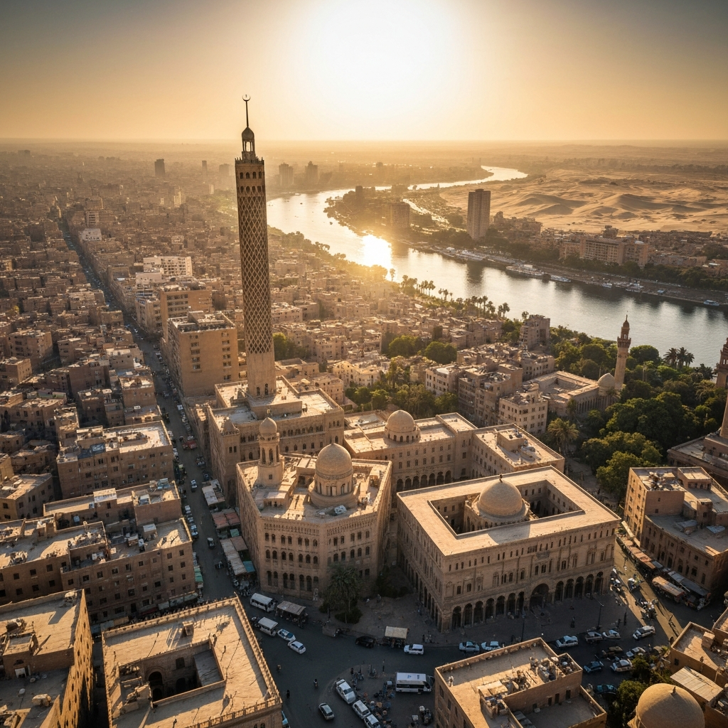 Giza Pyramids to Cairo Skyline
