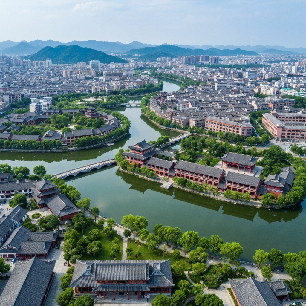 Aerial view of Jinan