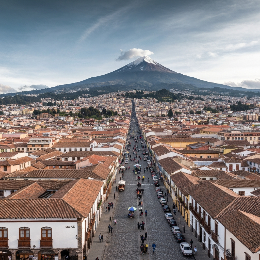 Quito skyline with mountain backdrop