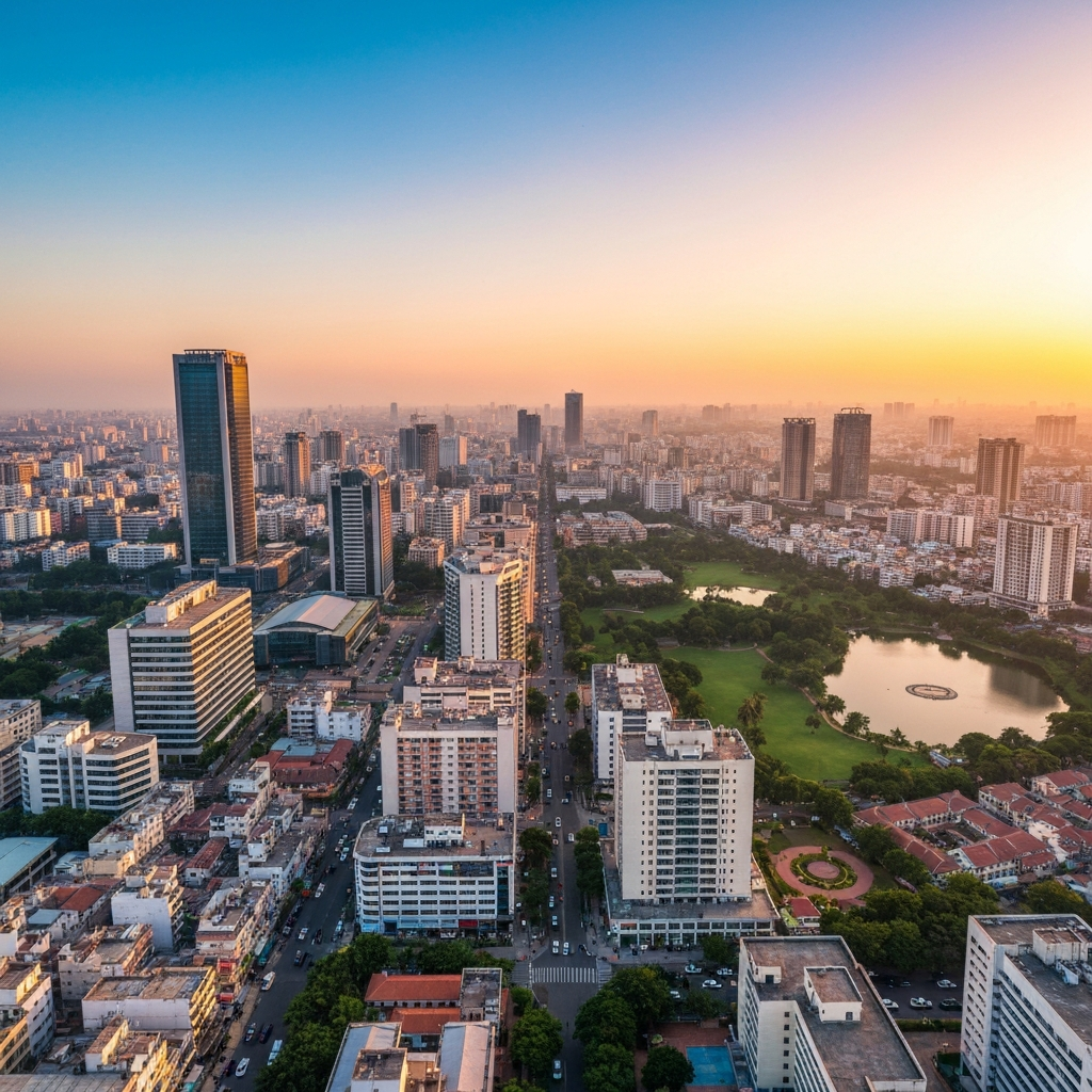 Aerial view of Bangalore skyline