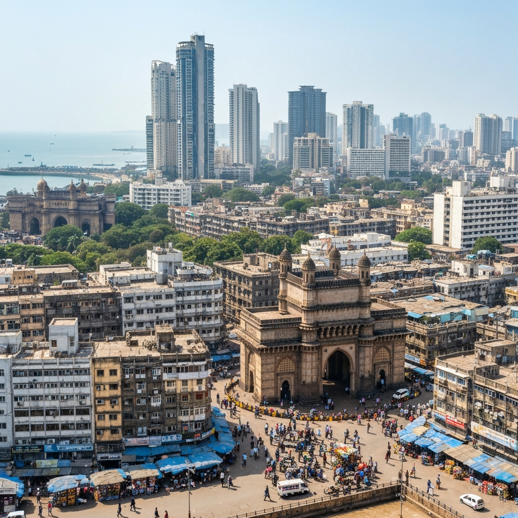 Private jet approaching Mumbai coastline