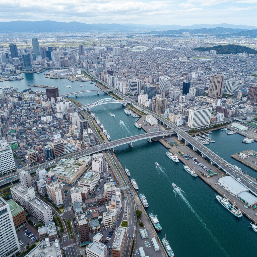 Kobe skyline with Mount Rokko