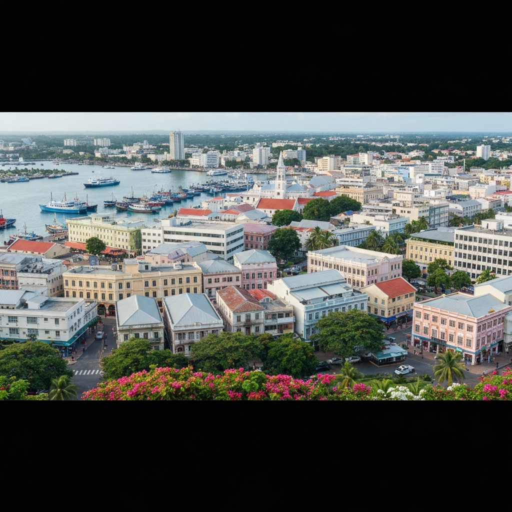 Aerial view of Port Louis coastline