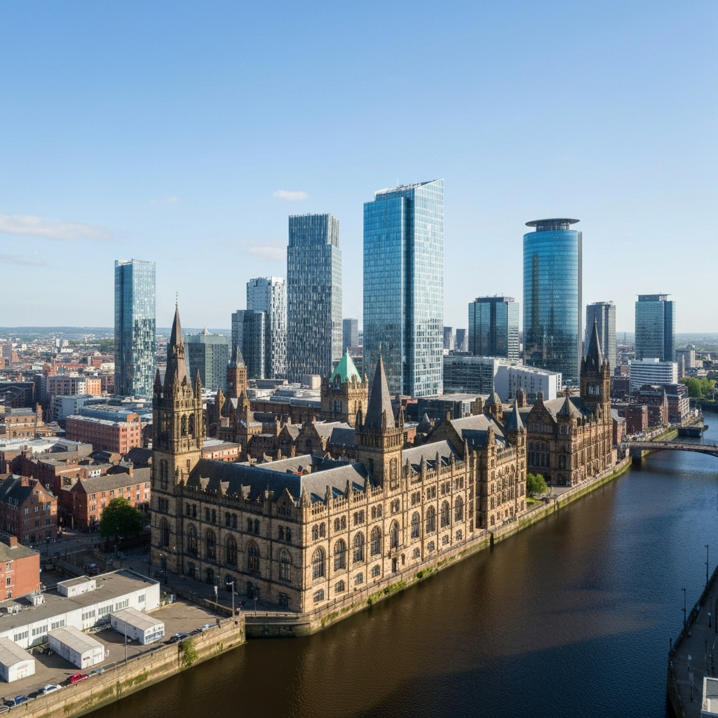 Manchester cityscape from above