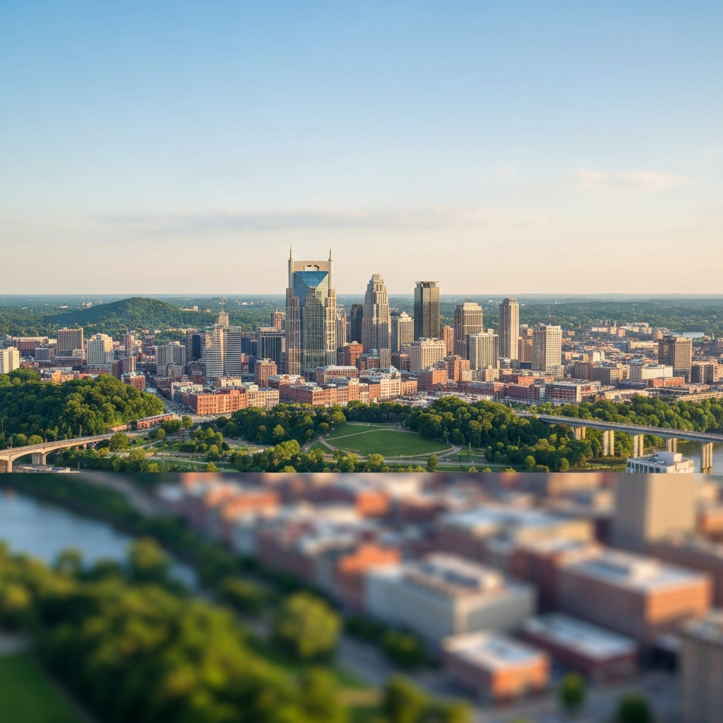 Nashville skyline jet arrival