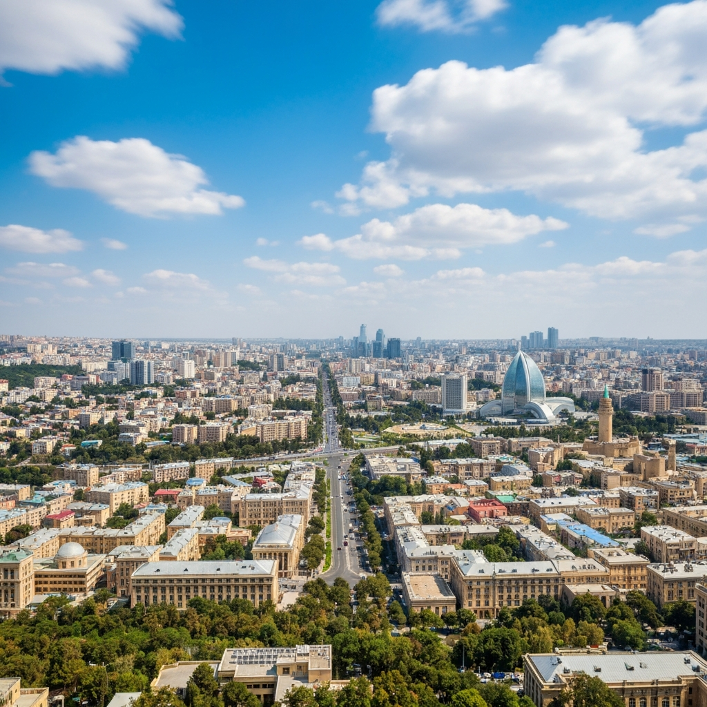 Private jet approaching Baku