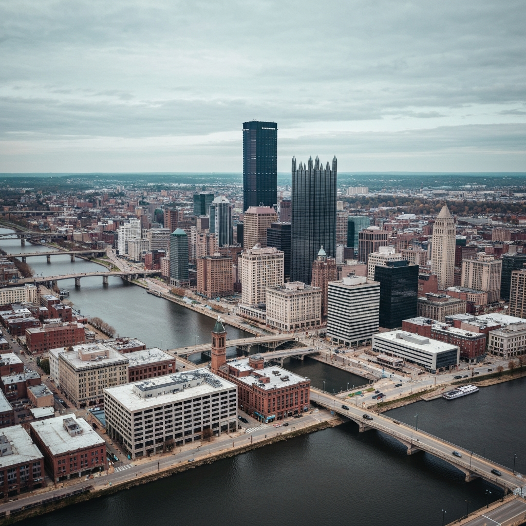 Pittsburgh cityscape aerial