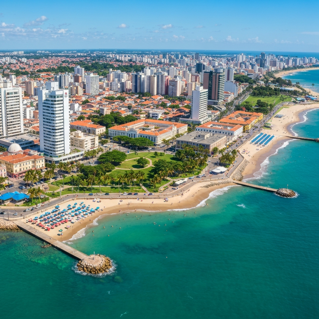 Flying over the Brazilian coastline