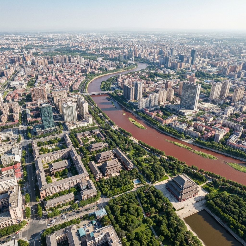 Aerial view of Dandong