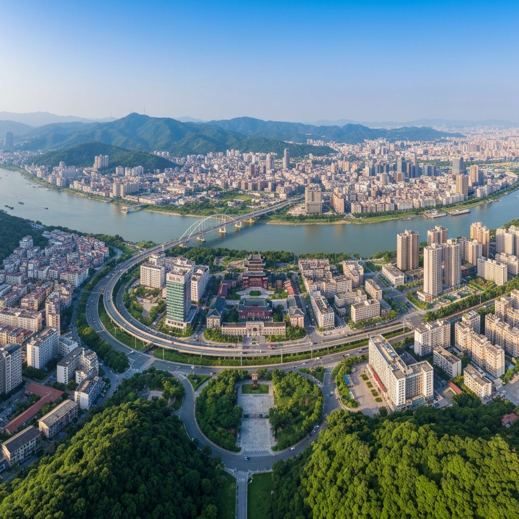 Aerial view, Zhongshan to Zhuhai