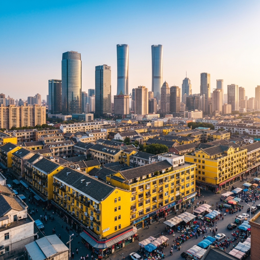 Cityscape of Tianjin from above