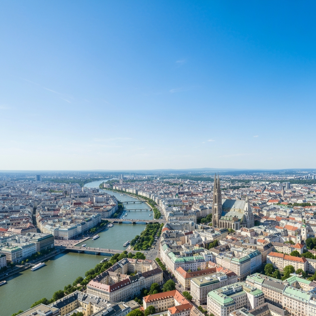 Vienna cityscape with Danube