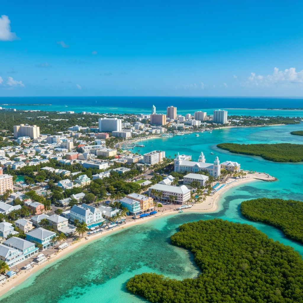 Private Jet Over Bahamas