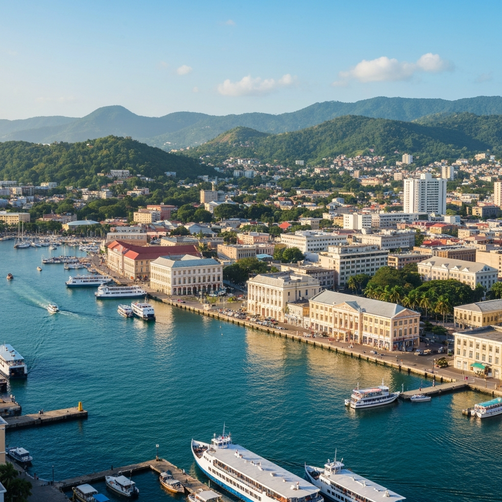 Aerial view of Kingston, Jamaica