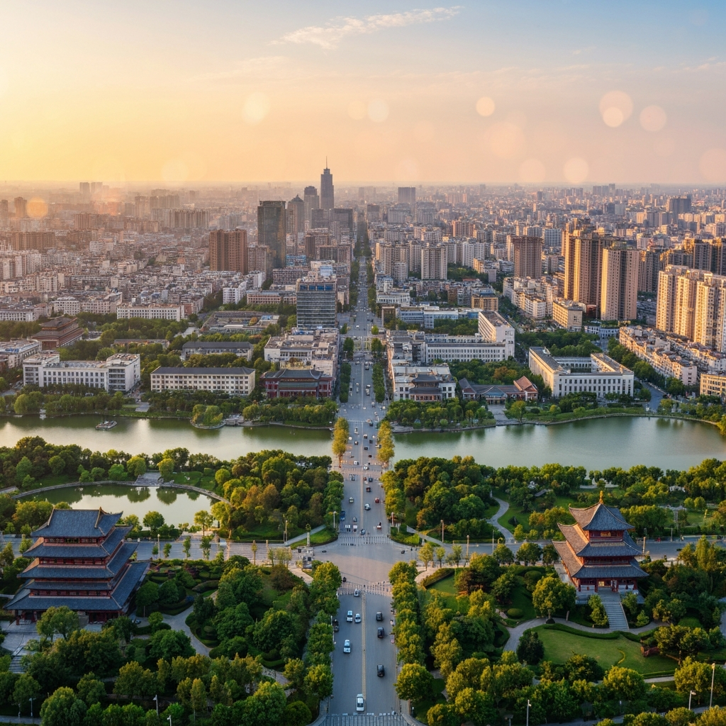 Hefei historic landmarks aerial