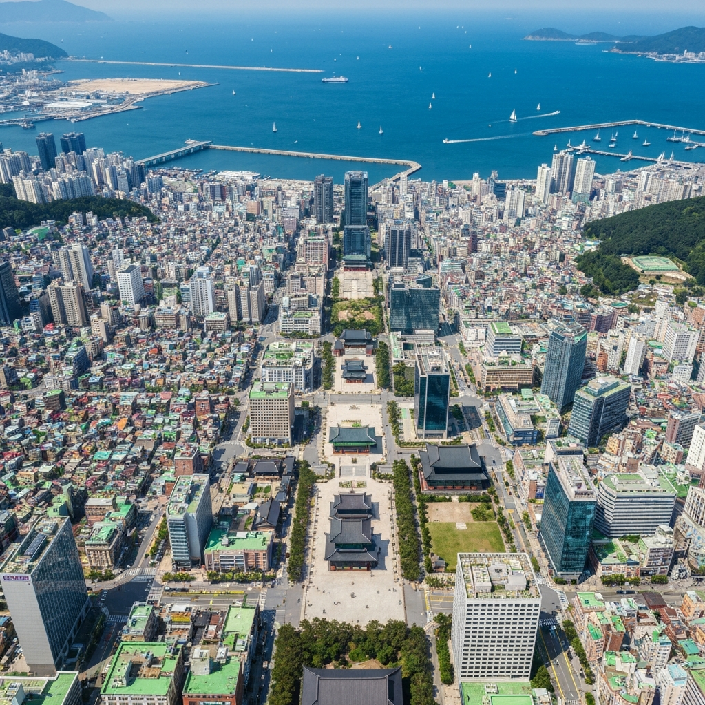 Busan coastal aerial view