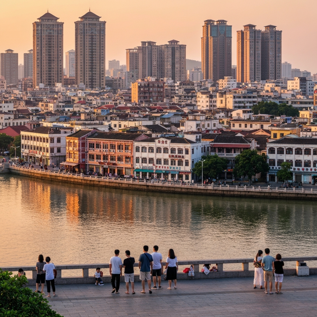 Aerial view of Xiamen coastline