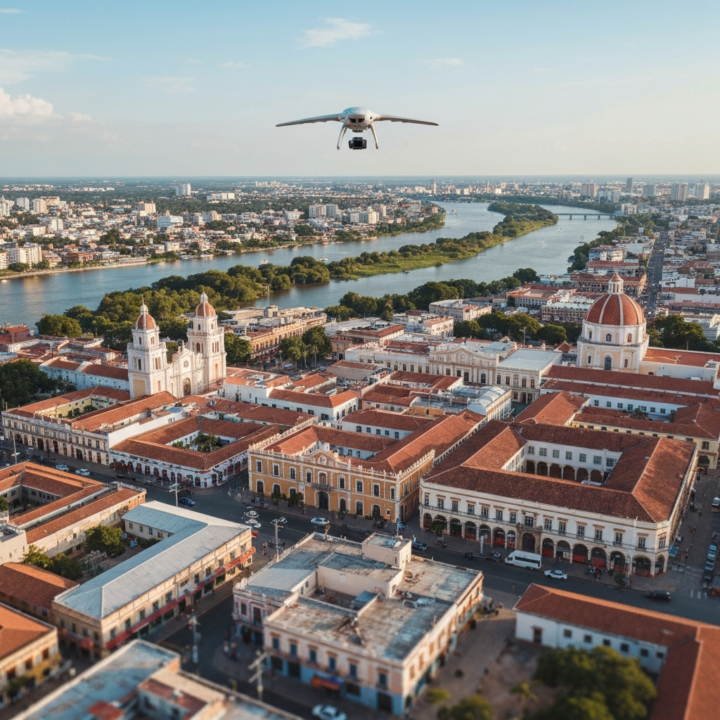Jet approaching Santo Domingo