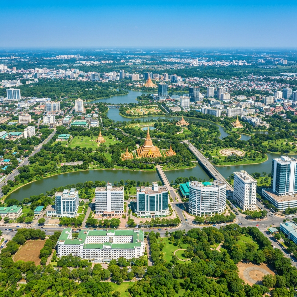 View from private jet window Nay Pyi Taw