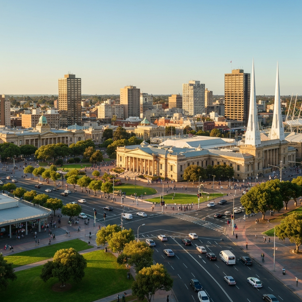 Adelaide skyline from private jet