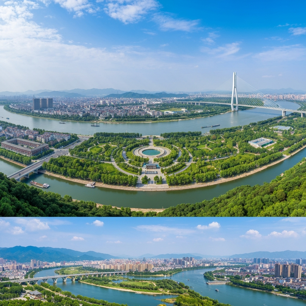 Aerial view flying over Hunan