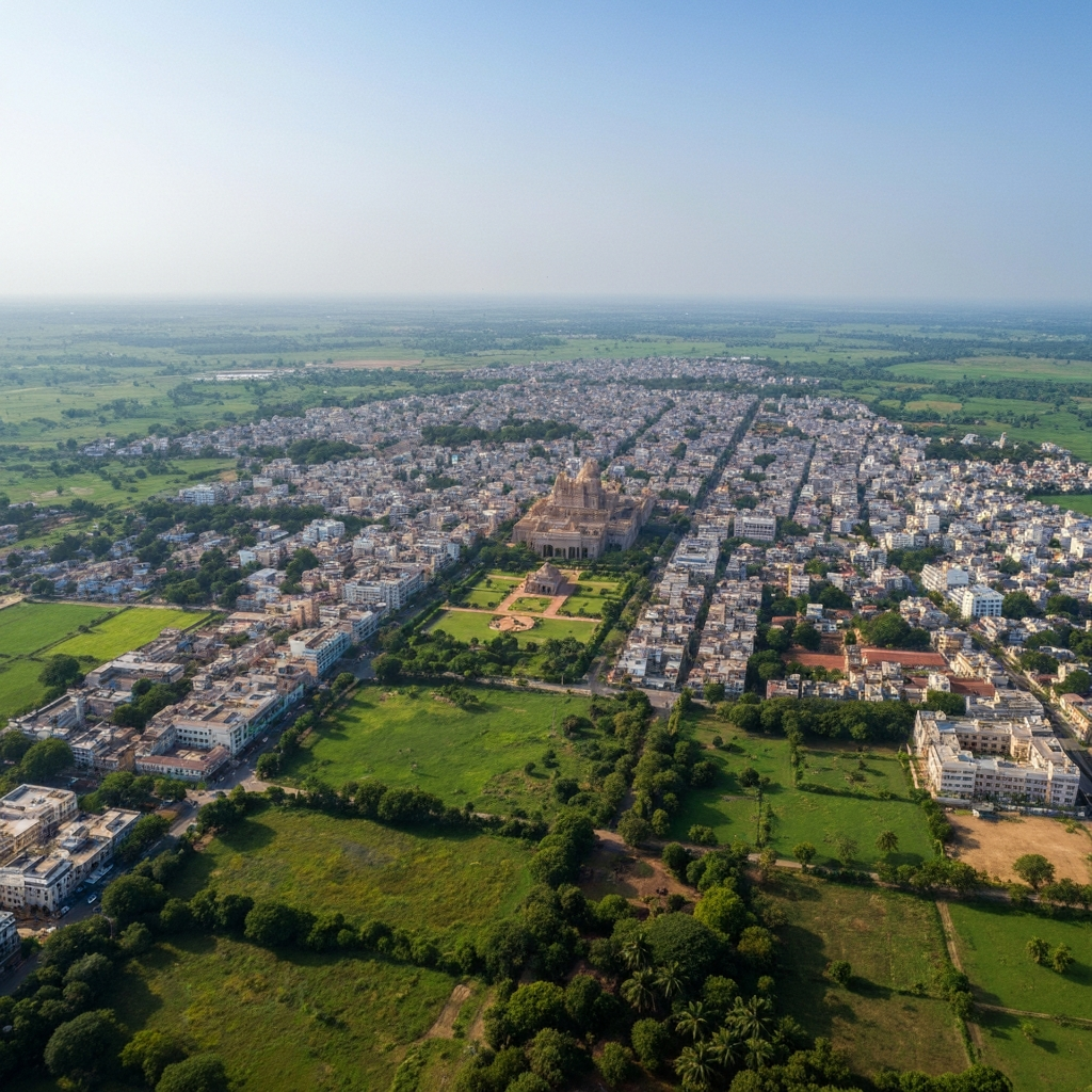 Aerial view over Mysore Palace