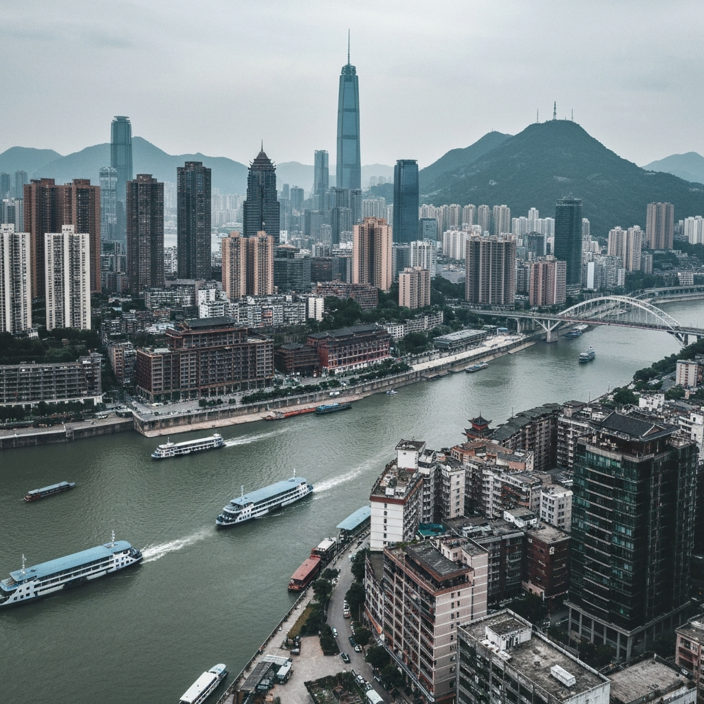 Chongqing city skyline aerial