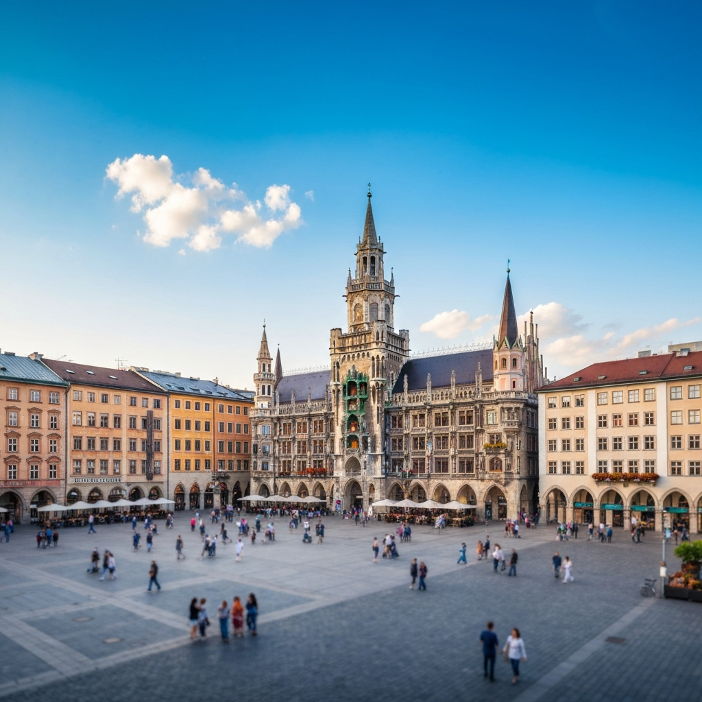Munich skyline with Alps