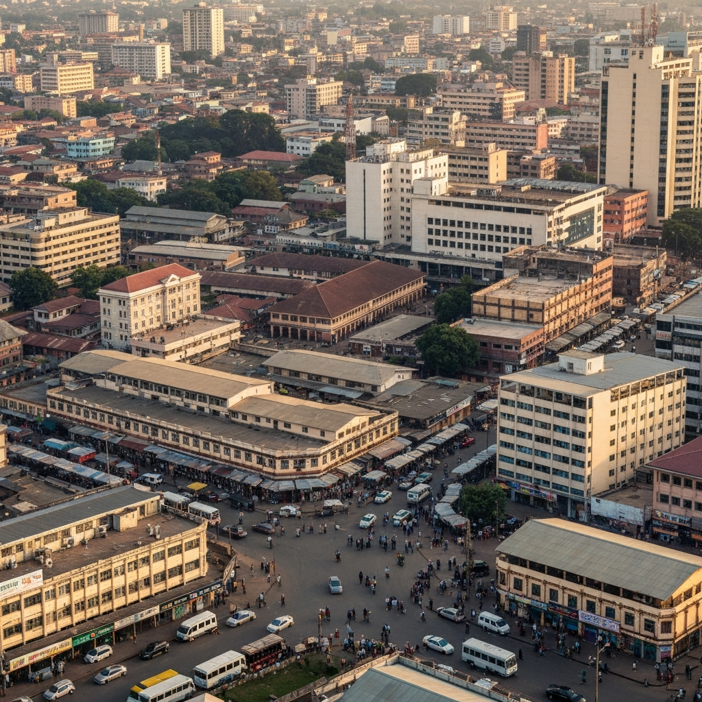 Jet landing in Accra, Ghana