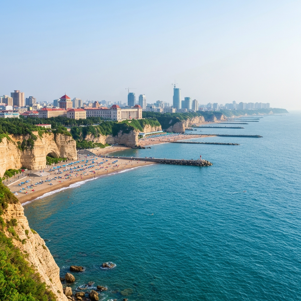 Qinhuangdao coastline aerial