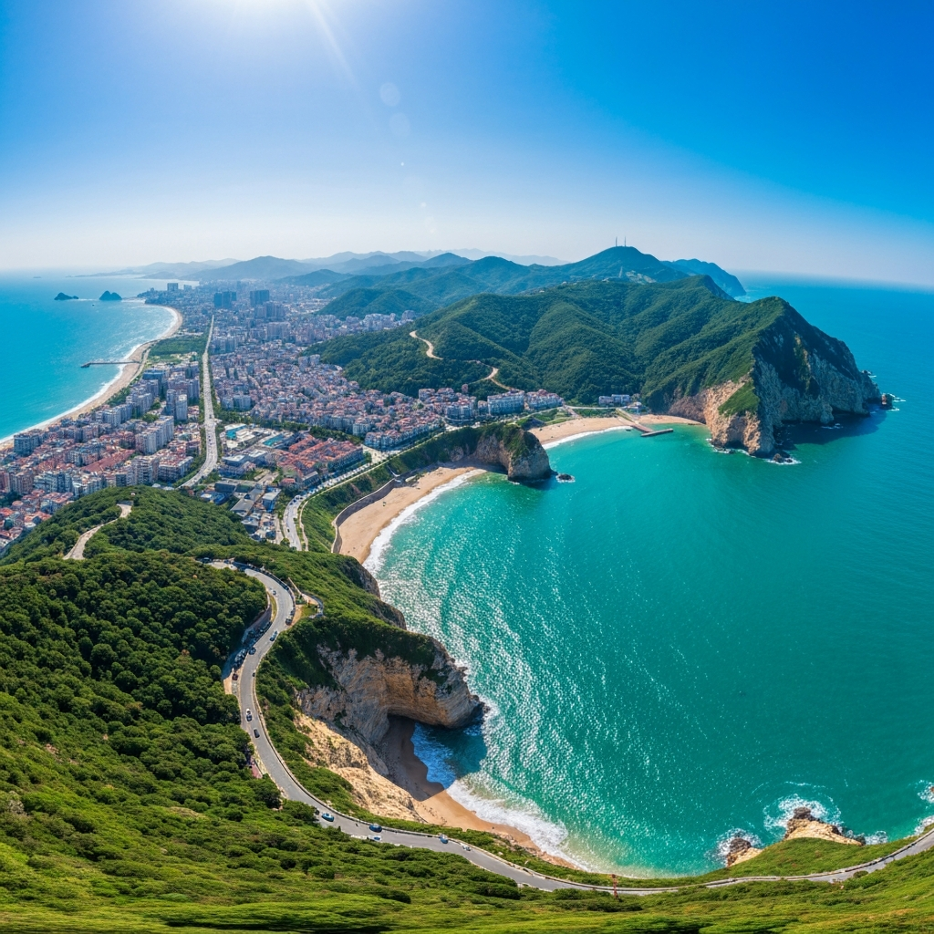 Aerial view of Qinhuangdao coastline