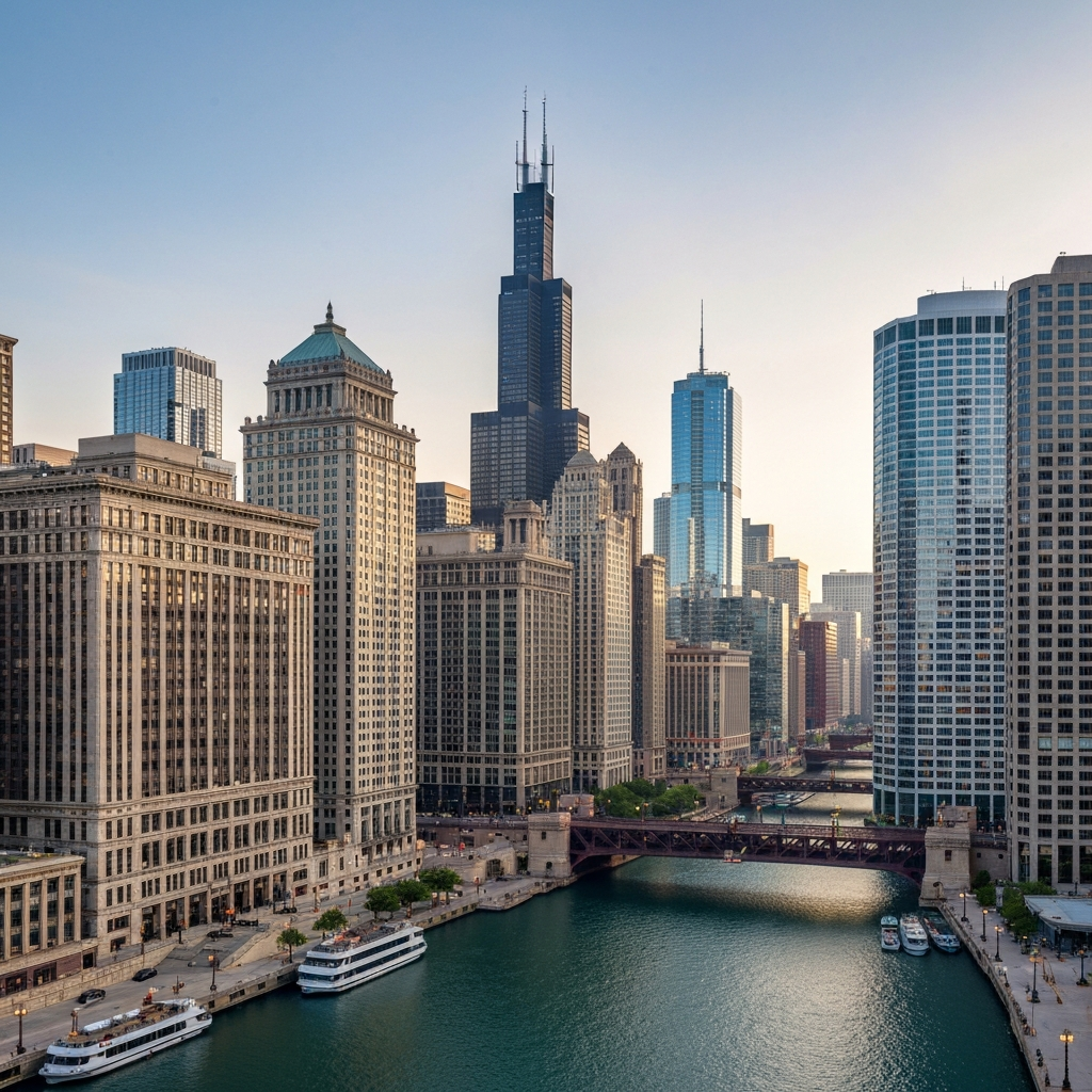 Chicago Skyline Private Jet