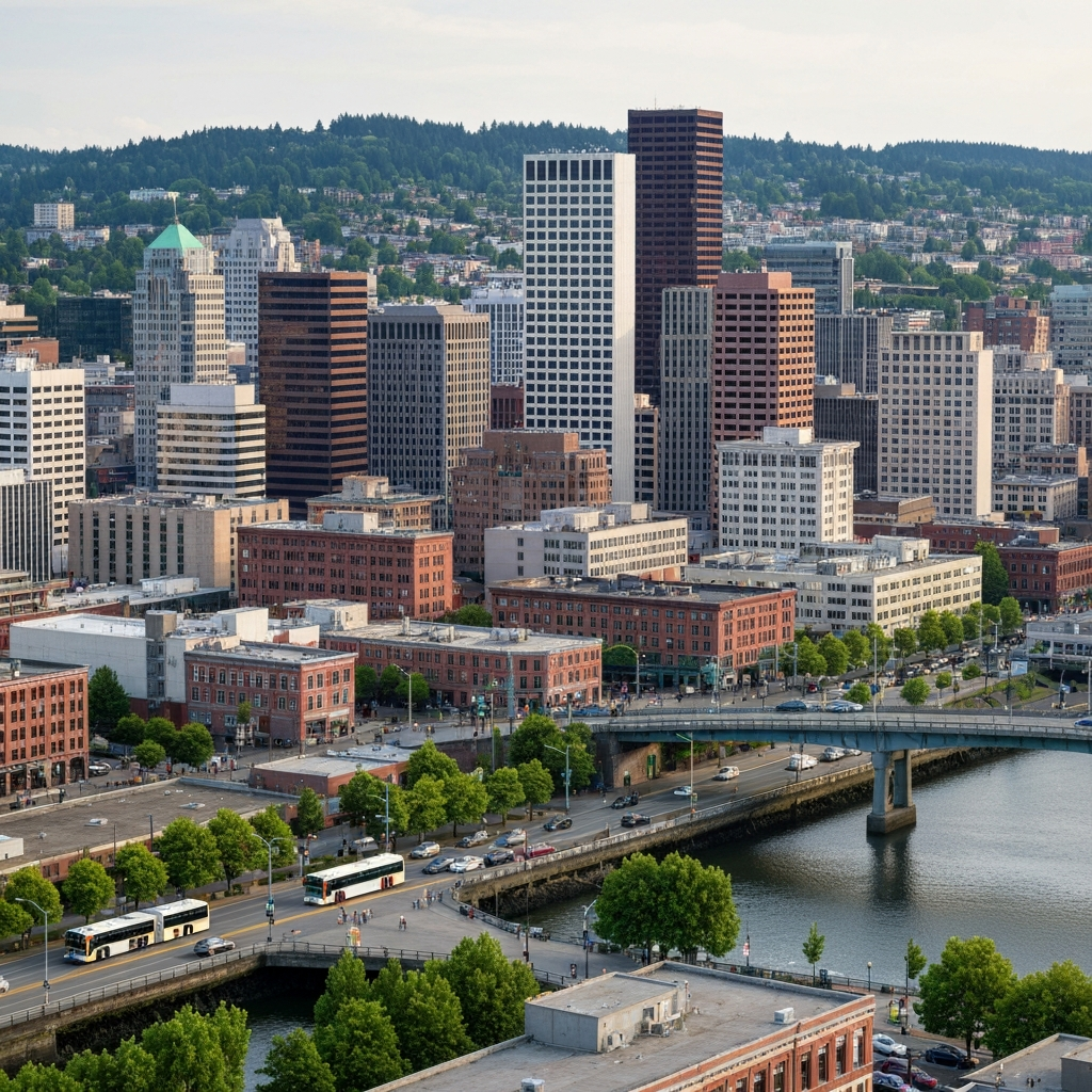 Aerial view of Portland International Airport