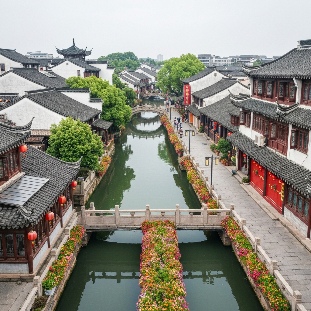 Suzhou classical gardens aerial