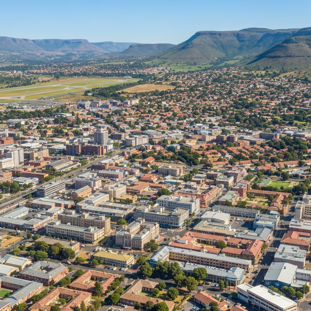 Bloemfontein skyline from private jet